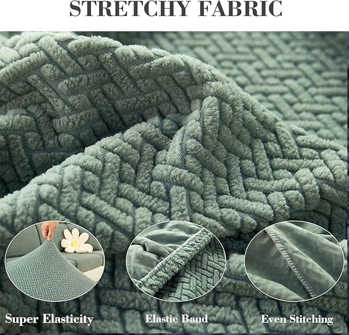 Sofa Covers Couch Covers for Sofa Pet Friendly Couch Cushion Covers Universal Sofa Covers Washable Stretch Slipcovers for Sectional Sofa (Texture Green,Large Single Seat Cover)