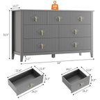 GarveeHome Fluted Dresser for Bedroom, 54 Inch Wide 7-Drawer Wood Dresser, Modern Chest of Drawers, Storage Organizer Cabinet for Living Room, Hallway, Entryway, Grey