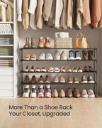 SONGMICS Shoe Rack, 4-Tier Shoe Organizer, Metal Storage Shelf, Upright or Upside Down, for 25-30 Pairs, Stackable, for Entryway, 11.8 x 46.1 x 29.5 Inches, Black ULSA034B01