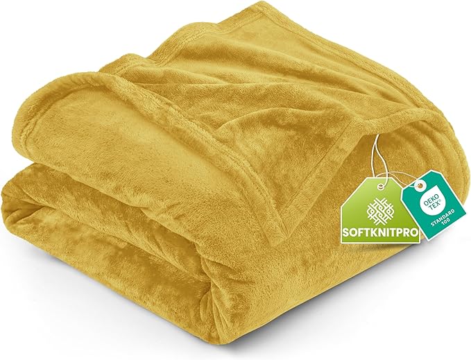 Utopia Bedding Fleece Blanket King Size Gold 300GSM Luxury Fuzzy Soft Anti-Static Microfiber Bed Blanket (90x102 Inch)