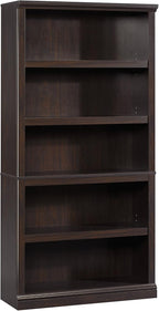 Sauder 5 Tier Book Shelf Wooden Bookcase Multipurpose Bookshelf for Home Office, Living Room, in Jamocha Wood