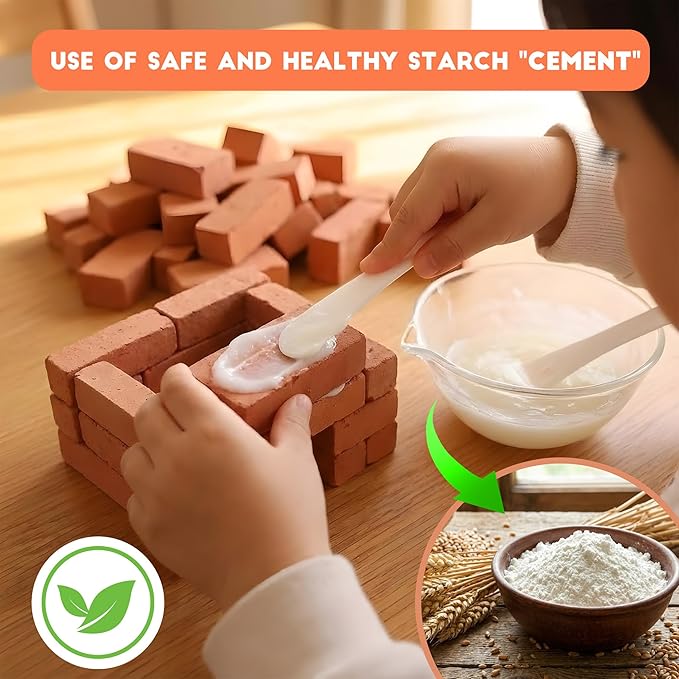 House Building Set for Kids 4+, Mini Brick Construction Kit with Mortar, STEM Architecture Blocks, Reusable DIY Projects, Creative Birthday Gift
