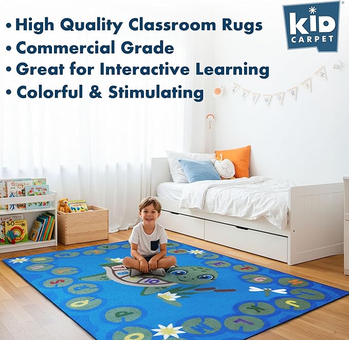 KIDCARPET.COM Turtle Pond Circle Time Rug 7'6"x 12' Rectangle, Educational Classroom Rug, Kids Learning Play Mat | Area Rug for Bedroom or Playroom