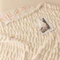 Sophia & William Ruched Faux Fur Throw Blanket for Couch - Luxury Lightweight Plush Fuzzy Cozy Soft Blankets, Cream, 50" x 60"