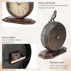 8-Inch Antique Mantel Clocks for Living Room, Retro Table Metal Silent Clocks for Fireplace, Easy to Read Decorative Mantel Clocks with Top Bird for Bedroom, Office, Desktop (Roman Numerals)