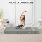 FILUXE Convertible Folding Sofa Bed - Sleeper Chair with Pillow, Modern Linen Fabric Floor & Futon Couch, Foldable Mattress for Living Room/Dorm/Guest/Home Office/Apartment, Standard Size, Light Gray