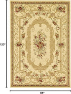 Rugs.com Chateau Collection Rug – 7' x 10' Cream Medium Rug Perfect for Bedrooms, Dining Rooms, Living Rooms