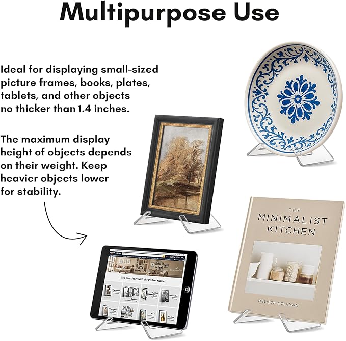 Americanflat Acrylic Easel Stand - 6" Tabletop Easel and Plate Stand - Lightweight Display Holders for Photos, Cards, Frames, Books, Magazines, Albums - Home or Office Decor