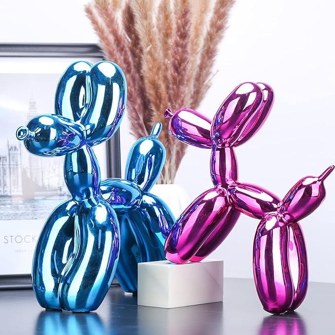 Blue Balloon Dog Decor,Balloon Animal Decor,Shelf Decor Preppy Room Decor,Cute Statue Home Decor, Bedroom Modern Sculpture Desk Decor,Office Gold Decorations Small Figurines