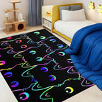 Black Cat Rug for Bedroom, Kids Cat Carpet for Girls Room Decor, Funny Cats Rugs Room Decor Playroom Cute Cats Themed Kids Area Rug Washable Non Slip Childrens Bedroom Mat 2.5x4 Feet