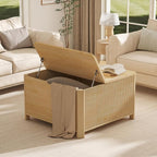 LYNCOHOME 31.5" Fluted Lift Top Coffee Table with Storage, Square Coffee Tables for Living Room, Coffee Table with Large Hidden Storage Compartment and Adjustable Shelves，Natural