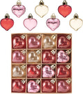 Valery Madelyn 16Pcs Valentine's Day Heart Shaped Ornaments Gift Pack, Christmas Craft Heart Decorations, Clear Transparent Red Pink Gold Christmas Baubles Hanging Party Wedding Decor