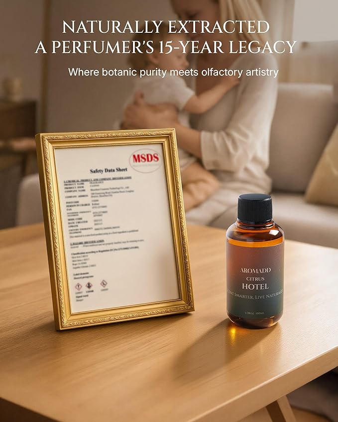 Aromadd Citrus Hotel Diffuser Oil Inspired by Luxury Hotel Scent, Essential Oils for Waterless Diffuser, Luxury Lemon & Bergamot, Long-Lasting & Natural Home Fragrance - 3.38 fl oz (100 mL)