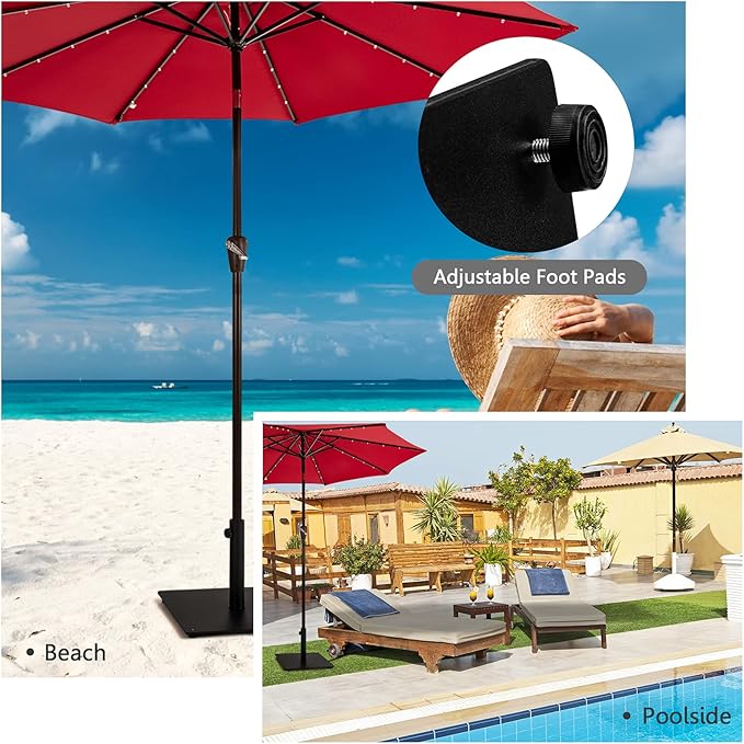 Tangkula 36LBS Square Umbrella Base, Heavy Duty Patio Umbrella Base Stand with 3 Adapters, 20”x20” Weighted Outdoor Umbrella Stand with Adjustable Foot, Suitable for Backyard, Deck, Poolside