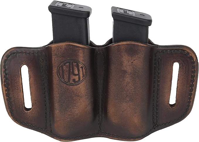 1791 Gunleather 2.2 Mag Holster - Double Mag Pouch for Double Stack Magazines, OWB Magazine Pouch for Belts