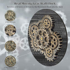 HOIBAI Wall Clock, Large Wall Clocks for Living Room Decor 18 Inch Battery Operated Silent Non-Ticking Modern Farmhouse Vintage Roman Big Wall Clock for Home Bedroom House Office, Moving Gears Clock