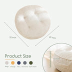 6" Washable Floor Pillow Cushion for Adults, Meditation Cushion Pillow, Large Round Floor Sitting, Removable Tufted Corduroy Cover, for Tatami Living Room or Yoga, 22x22 Inch, Machine Washable