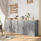Shintenchi Modern Farmhouse Sideboard Buffet Cabinet with Storage with 3 Doors, 42"Barn Doors Buffet Cabinet with Storage, Wood Coffee Bar Cabinet with Adjustable Shelf for Kitchen, Living Room, Grey