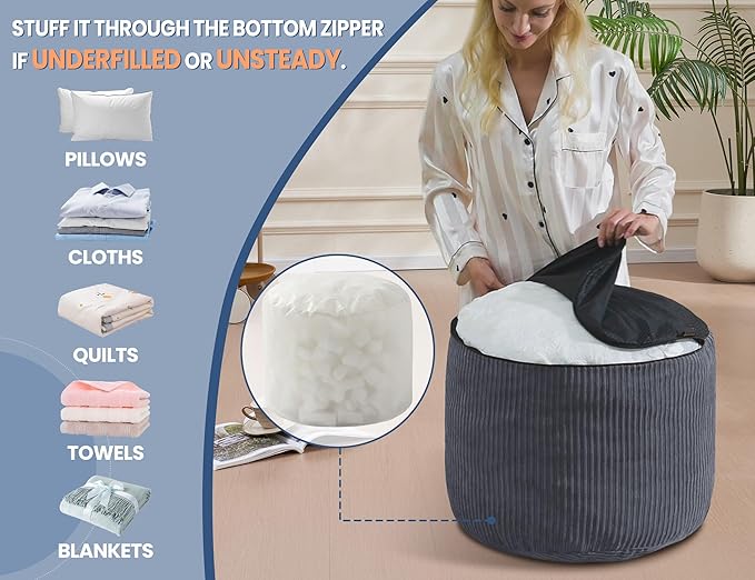 Pouf Ottoman Foot Stools Ottoman with Foam Small Corduroy Ottomans for Living Room Ottomans Pouf 20x15 Floor Poufs Foot Rest for Office Chair Yellow Foot Stool Small
