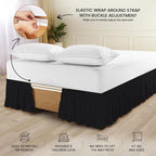 Utopia Bedding Queen Elastic Bed Ruffle - Easy Wrap Around Ruffle - Microfiber Bed Skirt with Adjustable Elastic Belt 16 Inch Tailored Drop - Hotel Quality Bedskirt, Fade Resistant (Queen, Black)