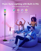 JOOFO Glass Shade RGBICW Corner Floor Lamp, 16 Million Colors Smart LED Ambient Mood Lighting with App & Remote Control for Modern Home Decor, Bedroom, Living Room, Gaming Room