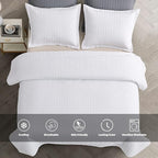Maple&Stone White Quilt Set King Size, Lightweight Bedspread Ultrasonic Chevron Pattern Light Coverlet for All Season Comforter Bedding Decor - 3 Piece King Bed Cover Sets