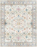 Lessymo Area Rugs 8x10 for Living Room, Soft Non-Slip Washable Rug for Bedroom Dining Home Office Nursery Room, Vintage Floral Large Carpet, Boho Colorful Pastel Farmhouse Decor, Multi/Ivory
