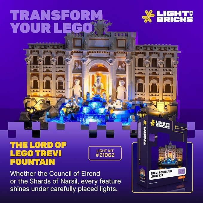Light My Bricks LED Light Kit for Trevi Fountain 21062, Compatible with Lego Architecture Building Set, DIY Lighting Accessories for Collectible Display and Building Toys (Model Not Included)