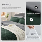 Bedsure Forest Green Twin XL Comforter Set - 5 Pieces Reversible Twin XL Bed in a Bag for College, Extra Long Twin Bed Set Forest Green and Grey with Comforters, Sheets, Pillowcase & Sham