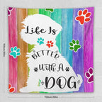 VUMIVI Cute Dog Tapestry Rainbow Color Planks Rustic Farmhouse Home Decor Pet Paws Tapestry Wall Hanging for Living Room Bedroom Dorm Classroom Aesthetic Decor W60xL60in
