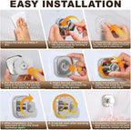 Suction Cup Hooks for Shower Heavy Duty No-Drill– Reusable Multi-Purpose Hooks Adheres to Glass, Mirrors, Tiles & Smooth Surfaces for Towels, Robes, Loofah& Body Sponge (2, Chrome Polished)