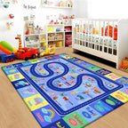 Kids Rug for Playroom, Educational Classroom Rug for Kids Room, Washable Nursery Rugs, Soft Non-Slip Play Mat for Learning ABC Carpet, Vehicles, Numbers, Animals, Colors, Shape, Season 4x6 Feet