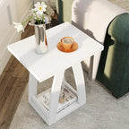 End Tables Living Room, Side Table Beside Sofa, Nightstand for Bedroom, Couch Side Table with Shelf, Modern End Table for Living Room, White End Table Set of 2