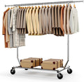 HOKEEPER Clothes Rack with Lockable Wheels Height Adjustable Clothing Rack Clothing Rack 300LBS Commercial Grade Portable Closet for Bedroom, Living Room, Laundry, Balcony, Silver