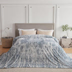 Oversized Vintage Pattern Blanket 120x120 Inches, Giant 10'x10' for Bed, Travel, and Camping, Extra Large Soft Blanket for The Whole Family and Outdoor, Light Grey