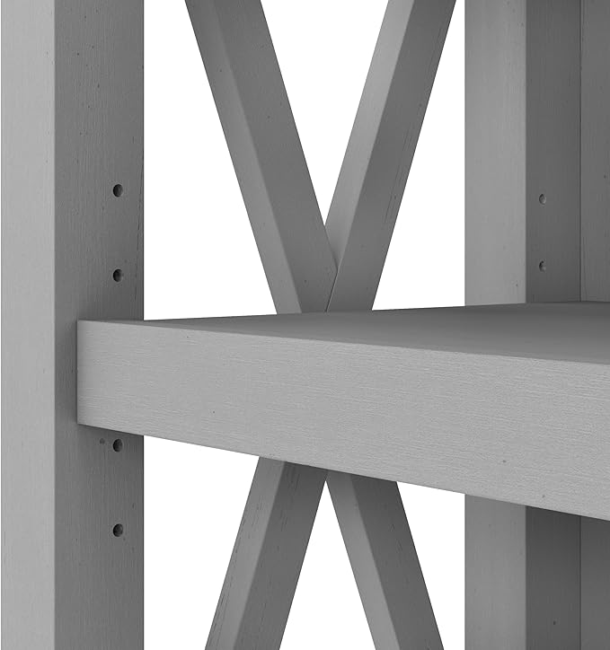 Bush Home Tall 5 Shelf Bookcase for Living Room or Home Office, Large Bookshelf, Modern Farmhouse Style, Key West Collection, Cape Cod Gray