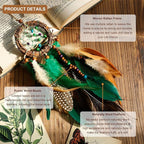 Mini Dream Catcher for Car Rear View Mirror Accessories - Handmade Small Green Dreamcatchers Boho Car Charm Interior Native Ameican Indian Ornament Room Decor