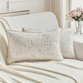 FUTEI Cream Decorative Throw Pillow Covers 12x20 Inch Set of 2,Soft Chenille Tweed Textured Lumbar Pillow Case,Modern Home Decor for Couch Bed Living Room