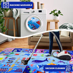 ABC Kids Rug for Playroom 59"×39.4" Ocean Rug Baby Play Mat Alphabet Carpet Sea Animal Number Shape Classroom Kids Playroom Mat Early Learning Carpet for Preschool Toddlers