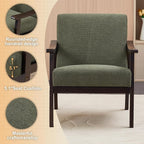 KEIKI Mid-Century Modern Accent Chair with Solid Wood Frame, Wingback Reading Chair for Bedroom and Relaxed Seating