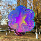 Wind Spinner Outdoor Metal 3D Wind Spinner Hanging Yard Garden Decor Gifts Stainless Steel Six-Pointed Star Spinners with 360° Rotating Hook