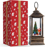 10'' Snow Globe Christmas, Musical Lighted Water Lantern with Swirling Glitter Decoration for Christmas Home, Living Room, Battery Operated or USB Powered (Christmas Tree)