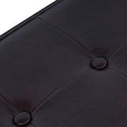HomePop Leatherette Tufted Square Storage Ottoman with Hinged Lid, Brown Small