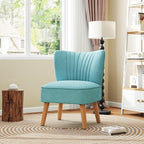 KOMFOTT Velvet Accent Chair, Modern Armless Sofa Chair with Solid Rubber Wood Legs, Wingback Leisure Chair with Thick Cushion, Upholstered Side Chair for Living Room, Bedroom, Turquoise