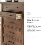 Signature Design by Ashley Taffenbrook Farmhouse 5-Drawer Chest with Felt-Lined Top Drawer and Easy Glide for Bedroom, Dark Brown