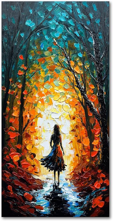 Alenoss Hand Painted Modern Oil Paintings on Canvas Wall Art Vertical Abstract Painting Large Contemporary Wall Art Textrued Wall Painting for Living Room Bedroom