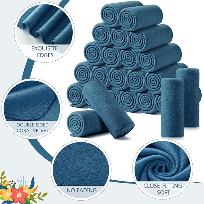Shimeyao 24 Packs Fleece Throw Blanket Soft Warm Lightweight Fleece Blanket Cozy Throw Bulk for Home Bed Couch Sofa Office Wedding Gifts Suitable for Seasons, 50 x 60 Inches(Dusty Blue)