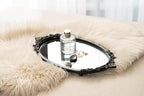 Kate and Laurel Arendahl Vintage Oval Mirrored Decorative Tray; 17 x 10; Antique Black; Traditional Ottoman Tray for Living Room Home Decor with Ornate Detailing
