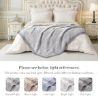Amélie Home Checkered Knit Throw Blanket for Couch, Chenille Texture Decorative Soft Blanket for Sofa & Chair, 50"x60", Grey & White