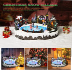 Christmas Village House Collectible Building Christmas Decor Estatua de la cabaña del Pueblo navideño Home Decoration Snow Globe Display Skating Pond Animated Theme Park with 8 Music (L)
